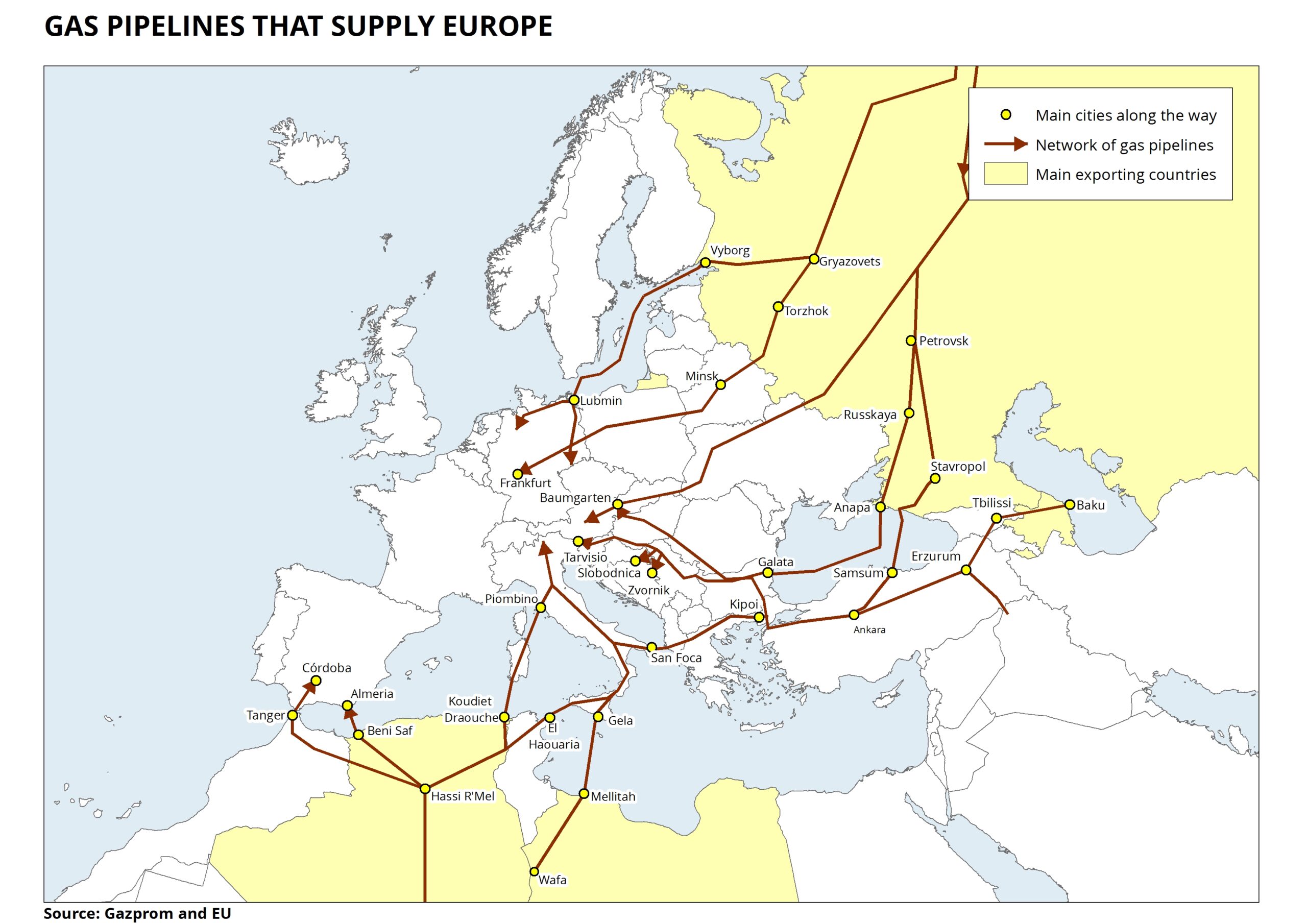 Газ зарубежной европы. Газопроводы в Европу. Газовые трубопроводы в Европу. Газовые трубопроводы в Европу на карте. Карта газопроводов.